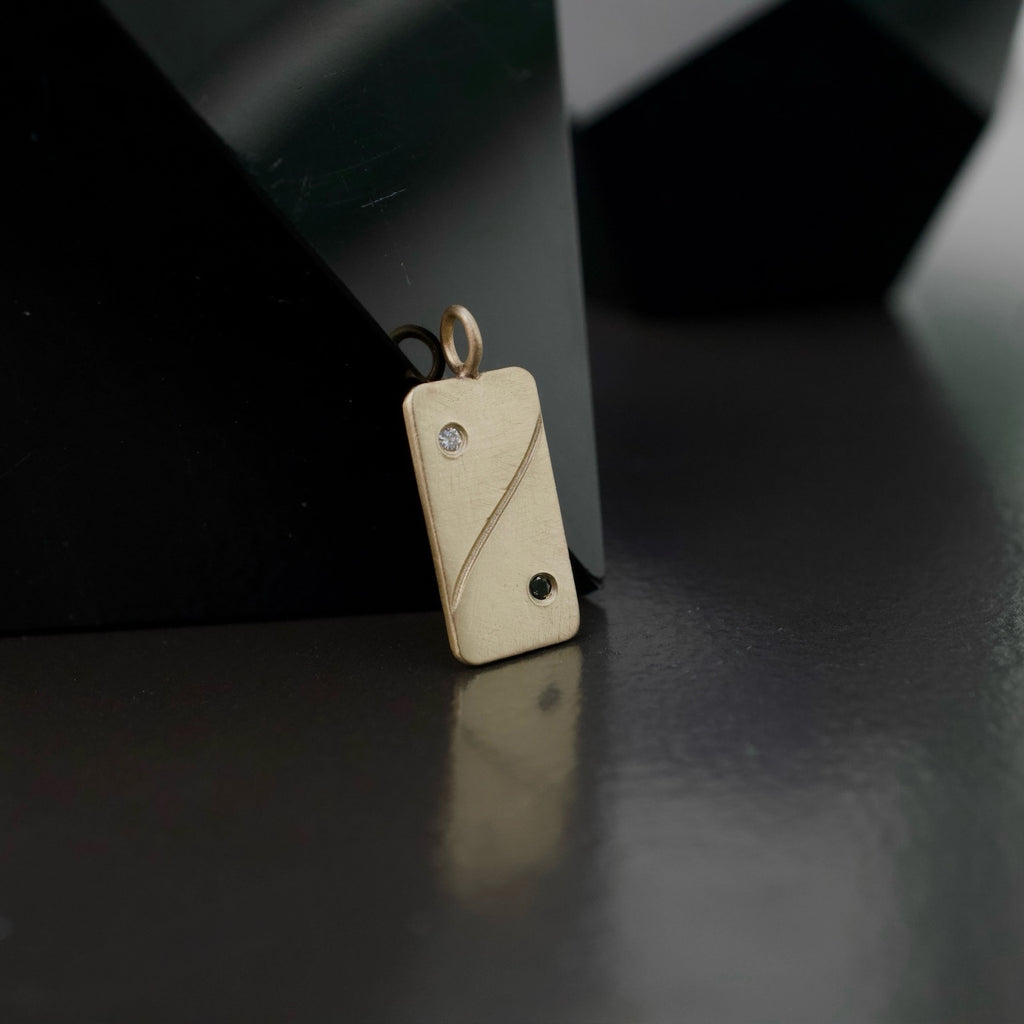 14k Diamond Yin Yang Domino Pendant