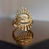 Large Sun Eye Marquise Diamond & Diamond Beams Ring