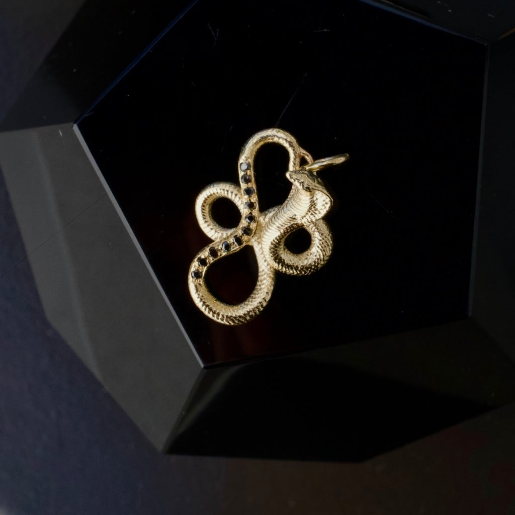 14k Black Diamond Cobra Pendant