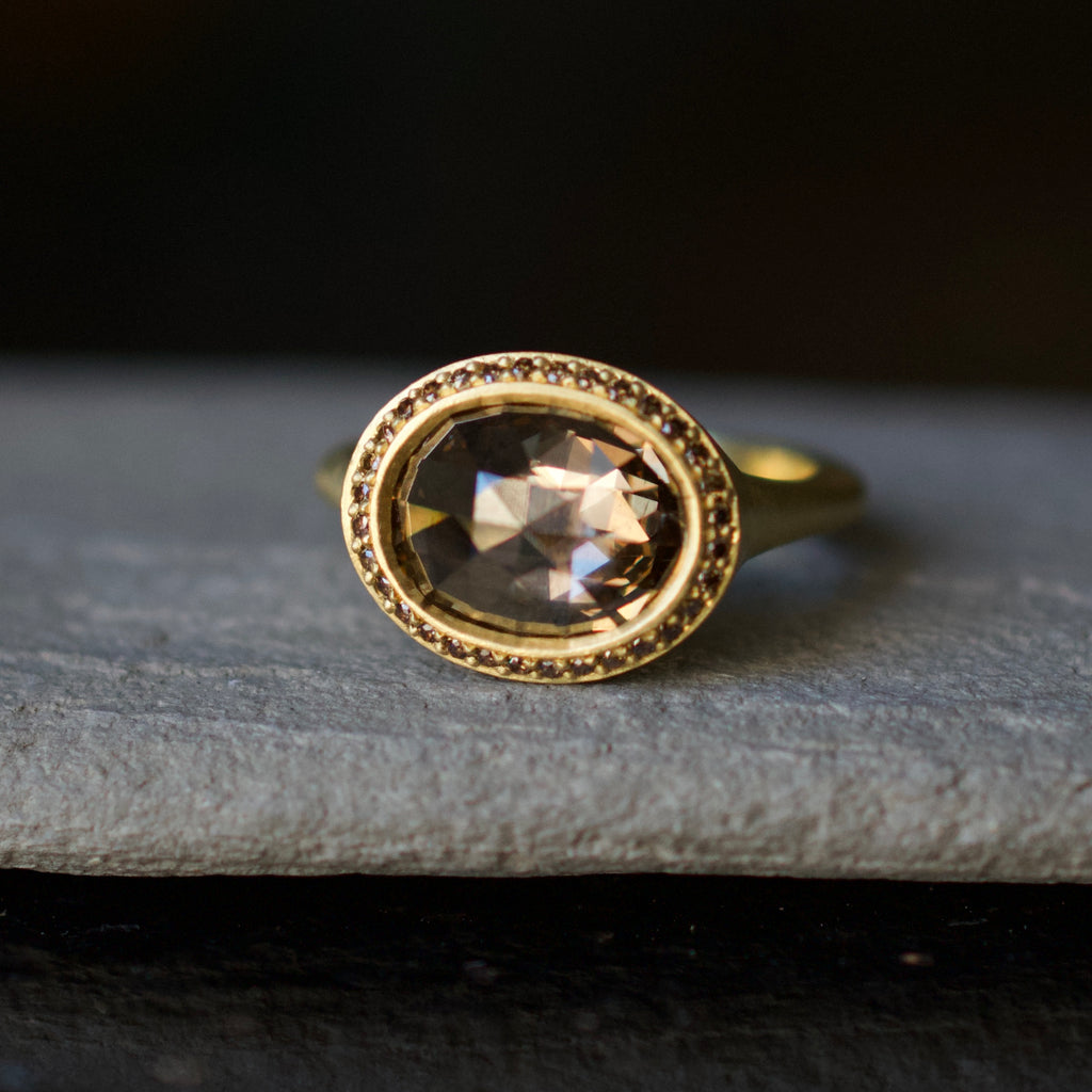 3ct Rose Cut Champagne Diamond Ring