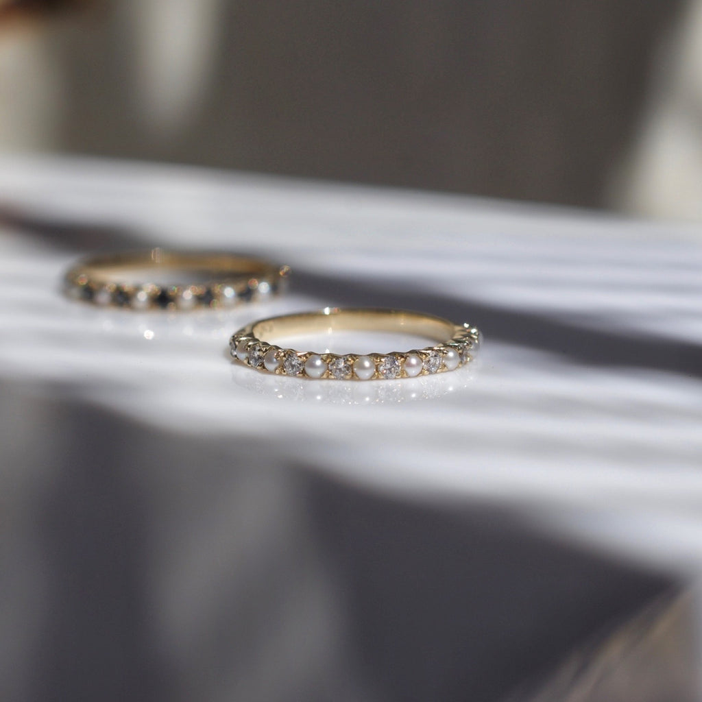 Pearl and Diamond Half Eternity