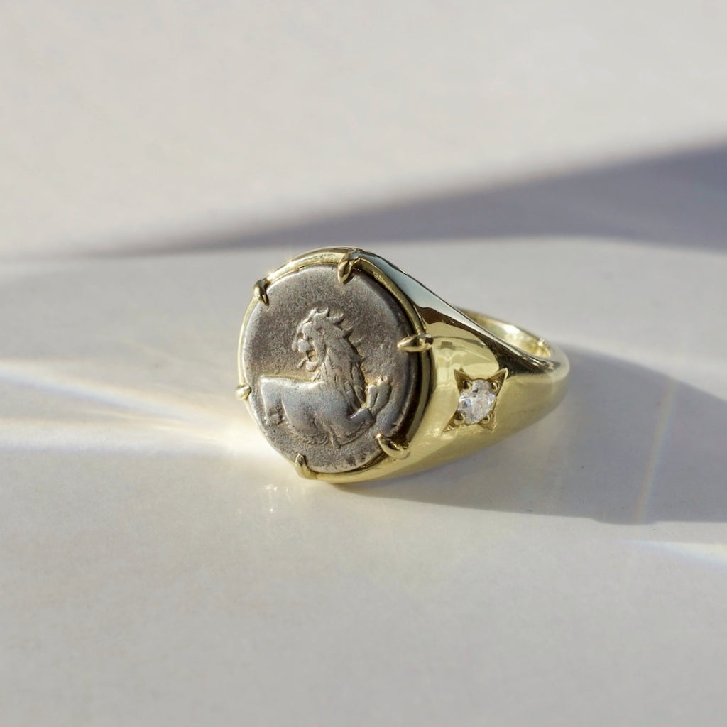 Greek Cherronesos Lion Coin Ring