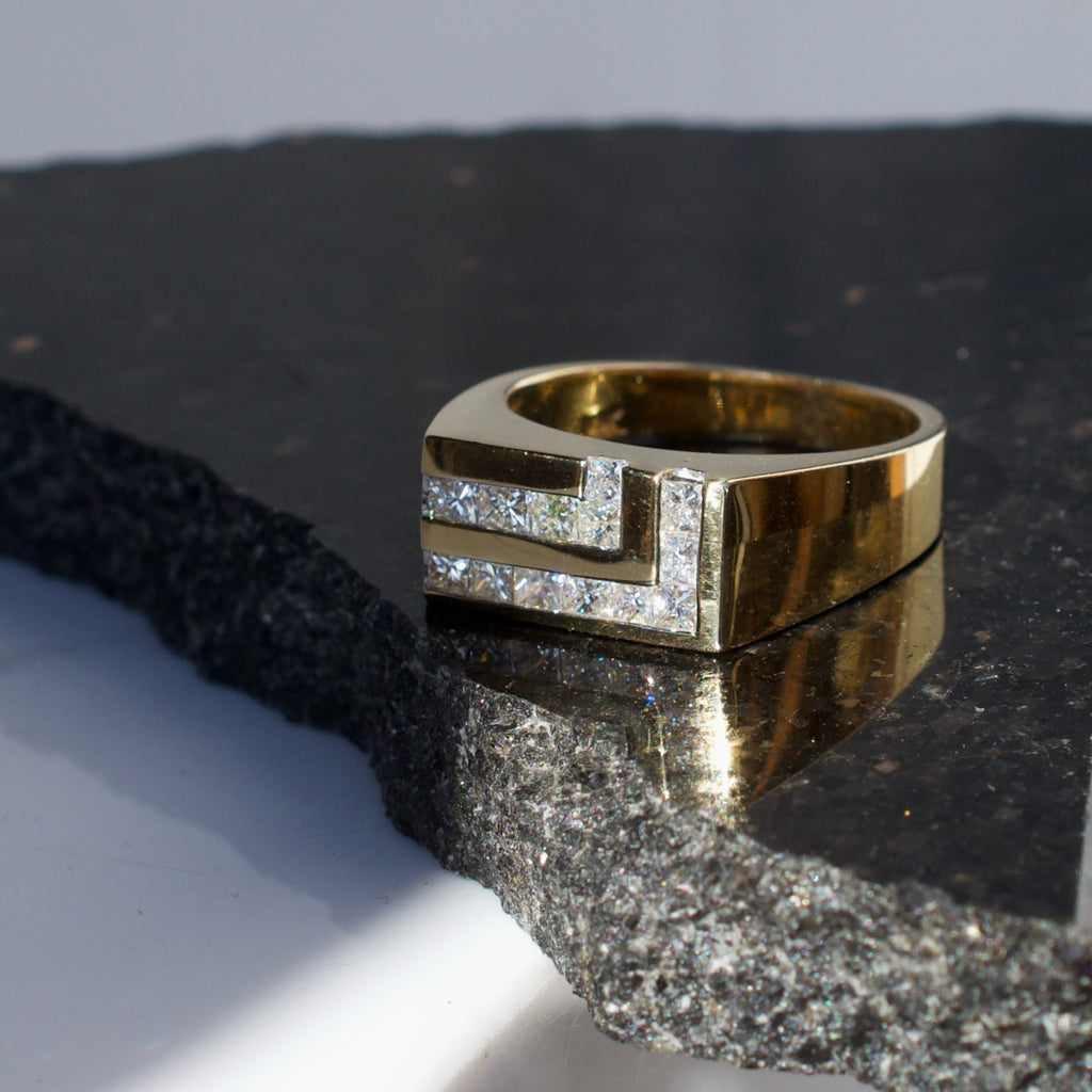 Vintage Diamond Channel Set Signet