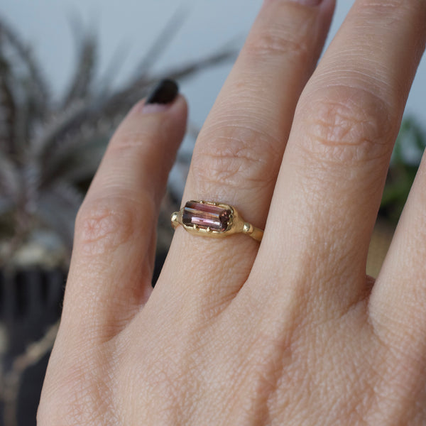 Uncut Watermelon Tourmaline Ring