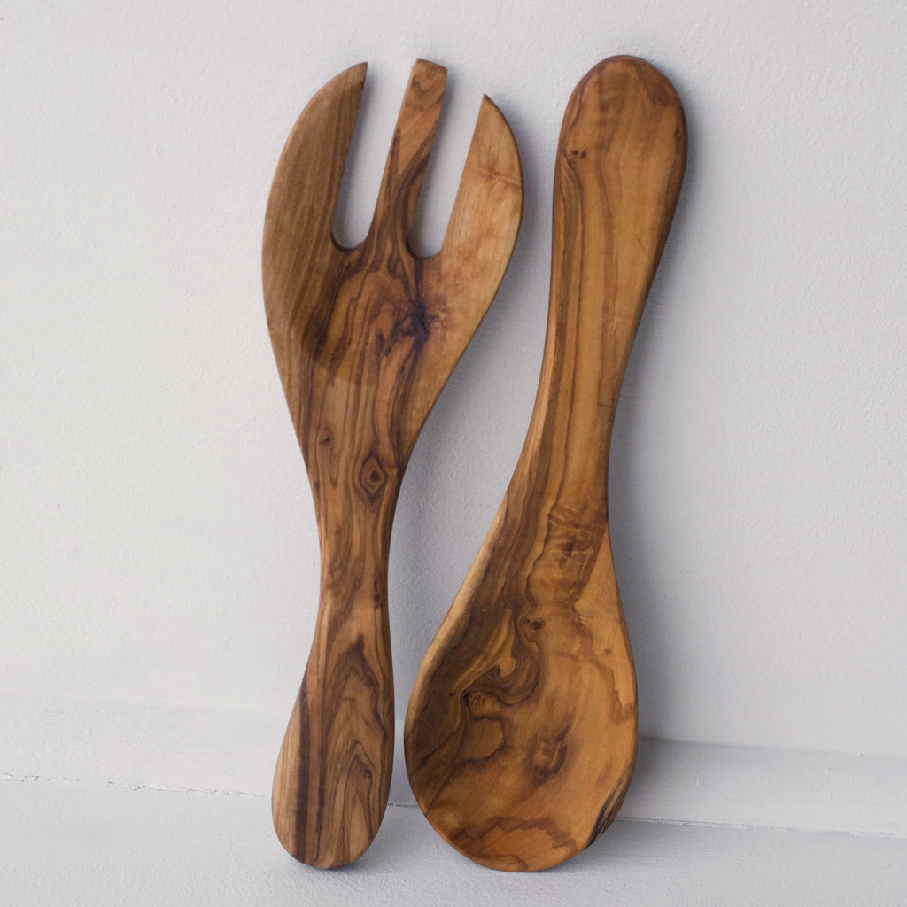 Italian Olivewood Salad Servers