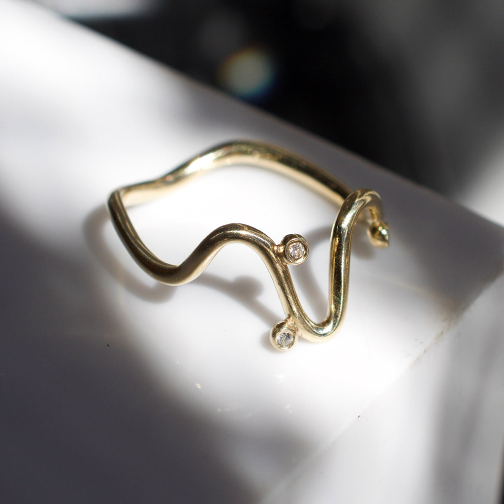 Three Diamond Squiggle Ring