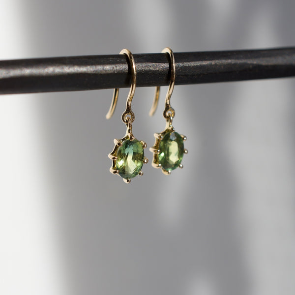 Green Sapphire Dangle Earrings
