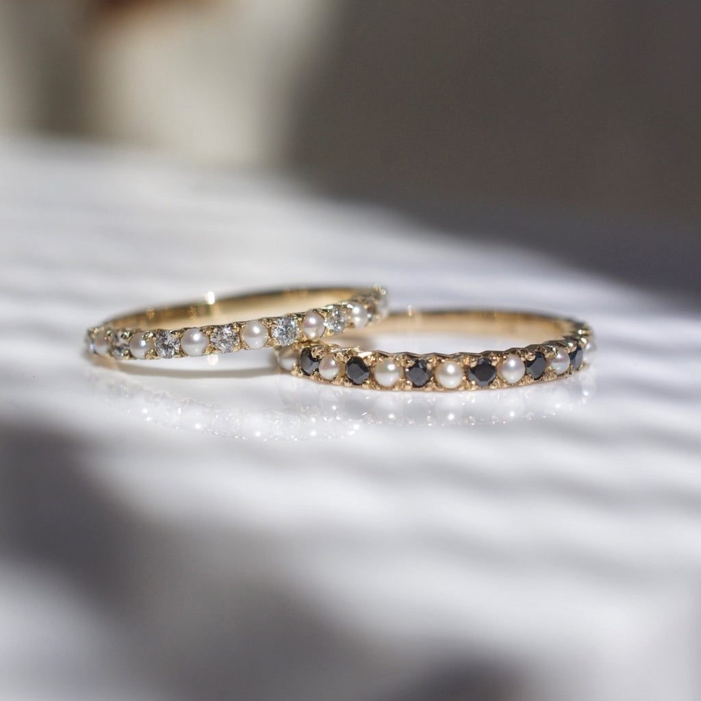 Pearl and Diamond Half Eternity