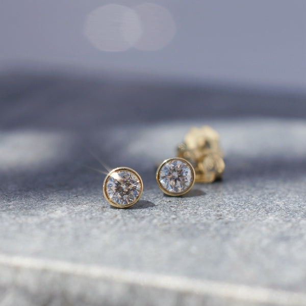 Bezel Set Diamond Earrings