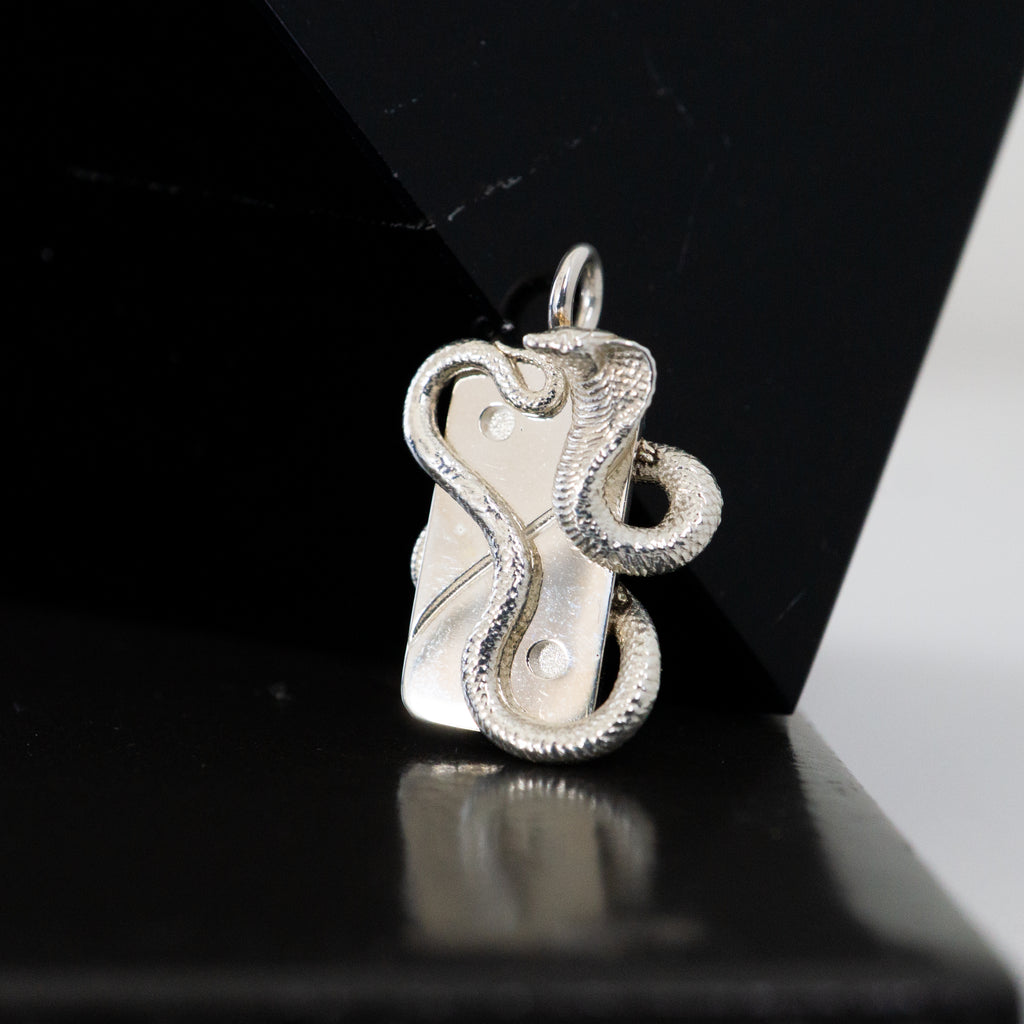 Silver Cobra & Yin Yang Domino Pendant