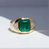 Emerald & Trillion Diamond Signet