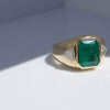 Emerald & Trillion Diamond Signet