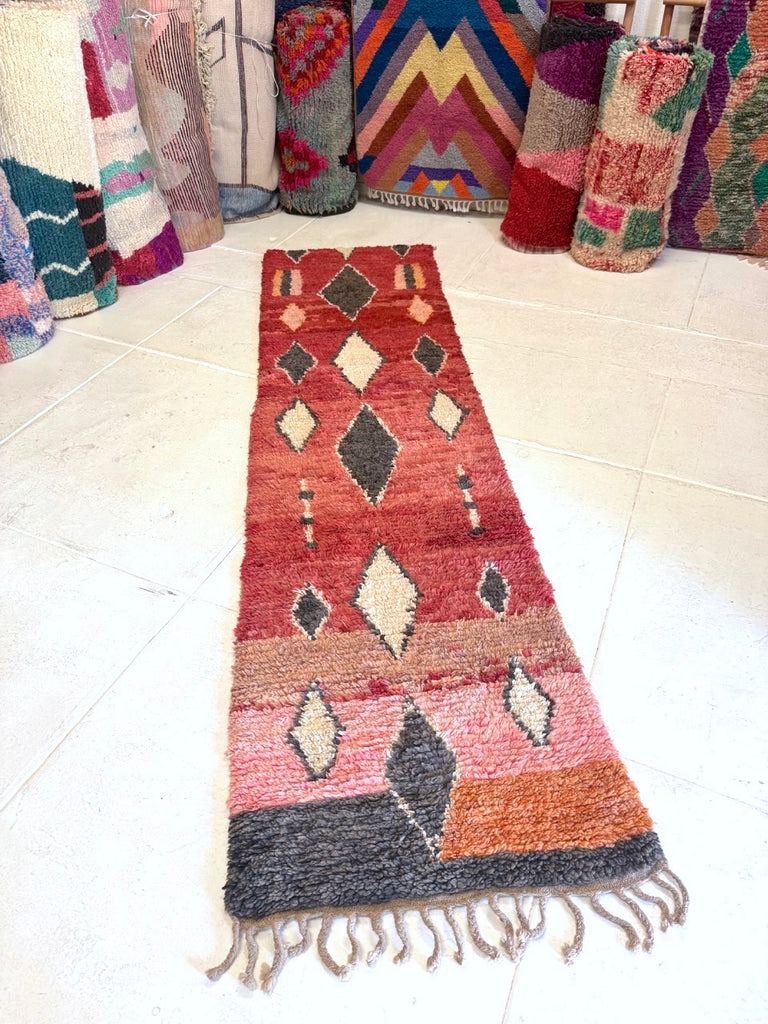 Red Boujad Moroccan Runner Rug