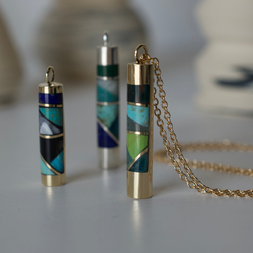14k Gold Pillar Pendants